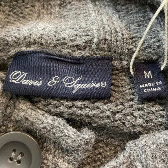 Davis & Squire Gray Fair Isle Knit Sweater with Button Neck - Size M - Picture 3 of 5